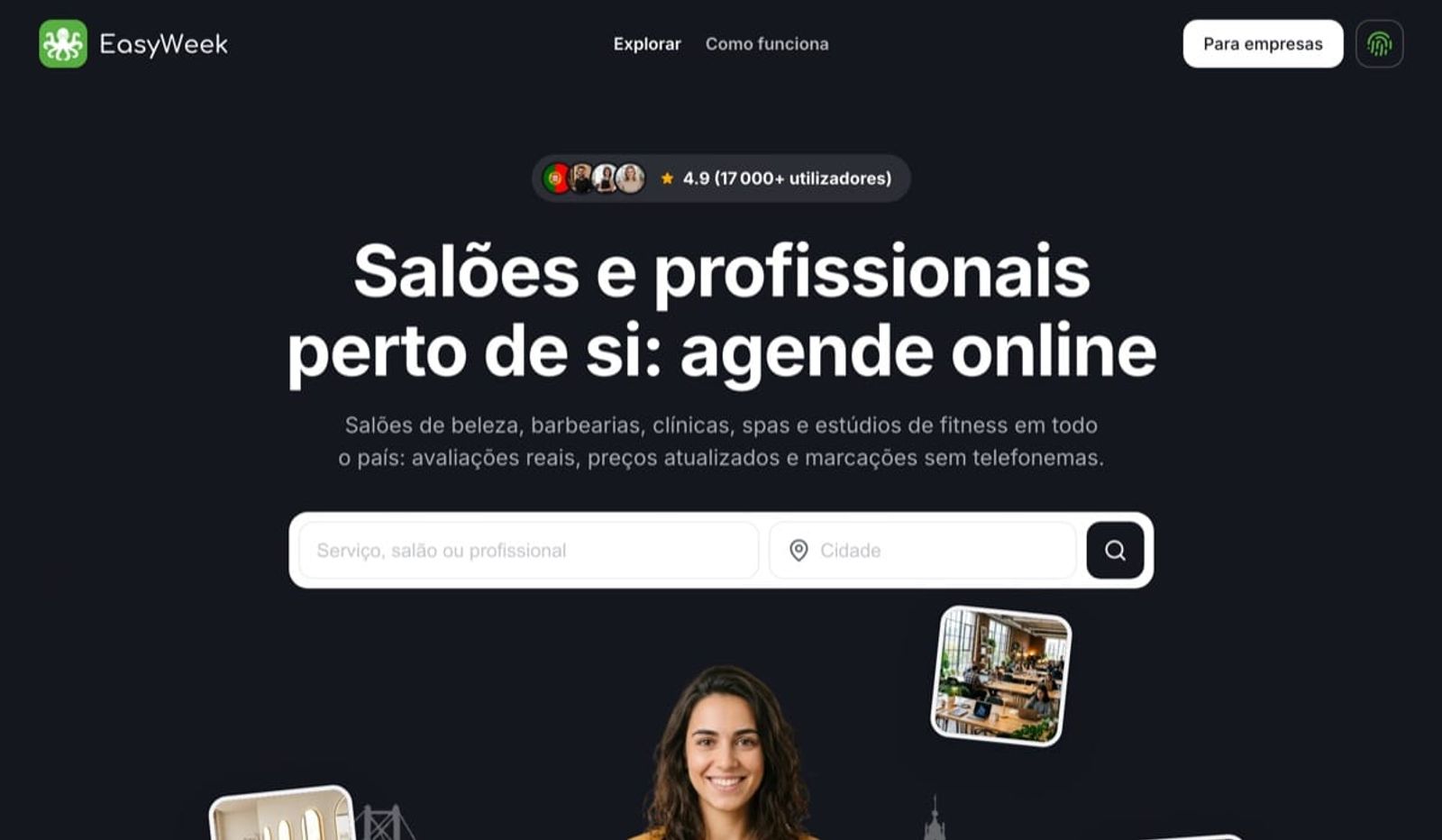 Página inicial do catálogo EasyWeek em Portugal